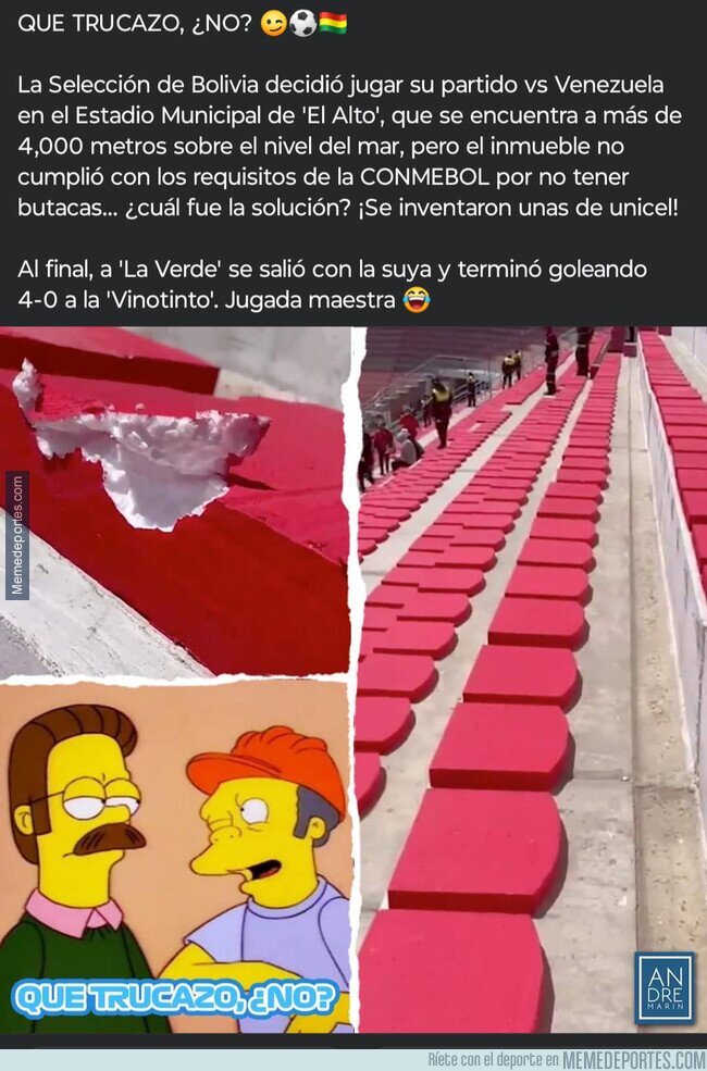 1209896 - Bolivia puso butacas falsas con tal de no mover su sede de La Paz