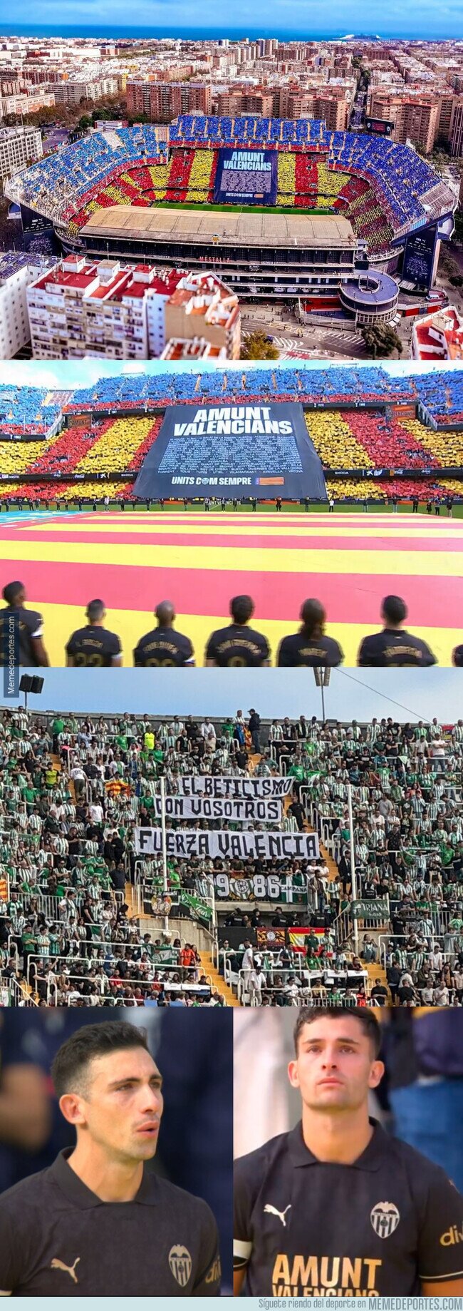 1212444 - El precioso homenaje en el primer partido en Mestalla tras la DANA