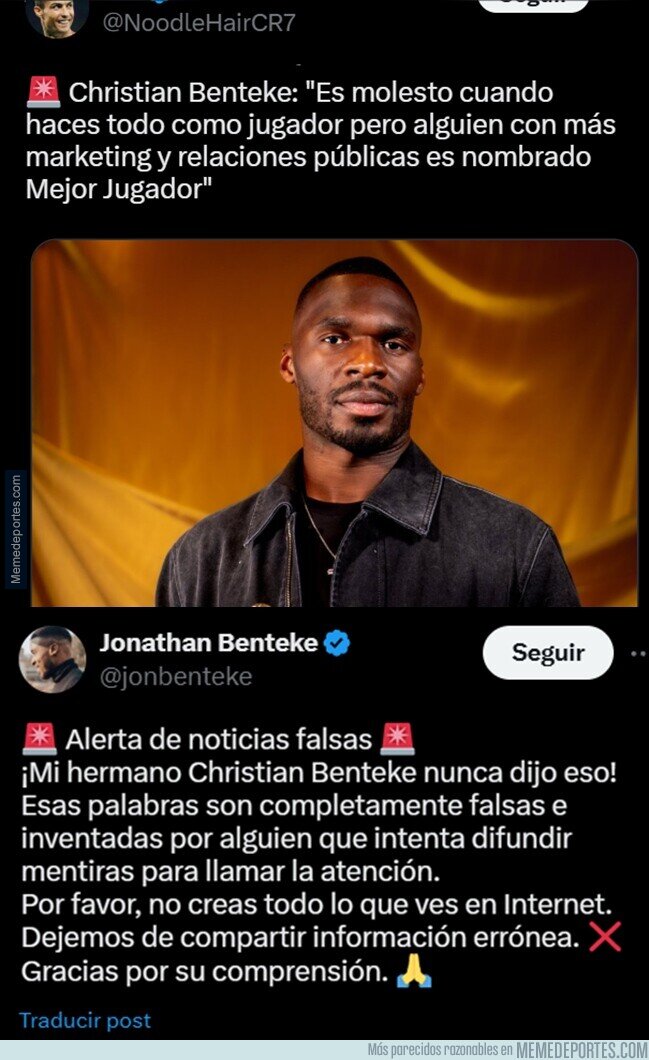 1212973 - Al hermano de Benteke le toca desmentir un fake donde intentan difamar a Messi. Sorpresa.