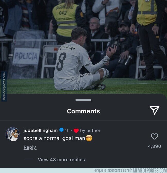 1213546 - Muy top lo de Bellingham pidiendo a Valverde que anote un gol normal
