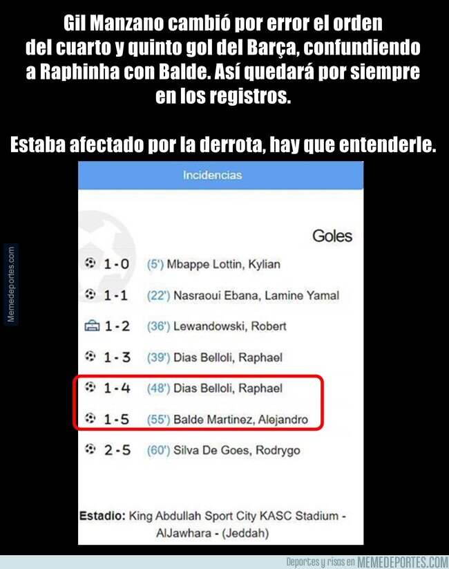 1214276 - Y por cierto, todo fue por querer dar 10 minutos de adición en un primer tiempo...