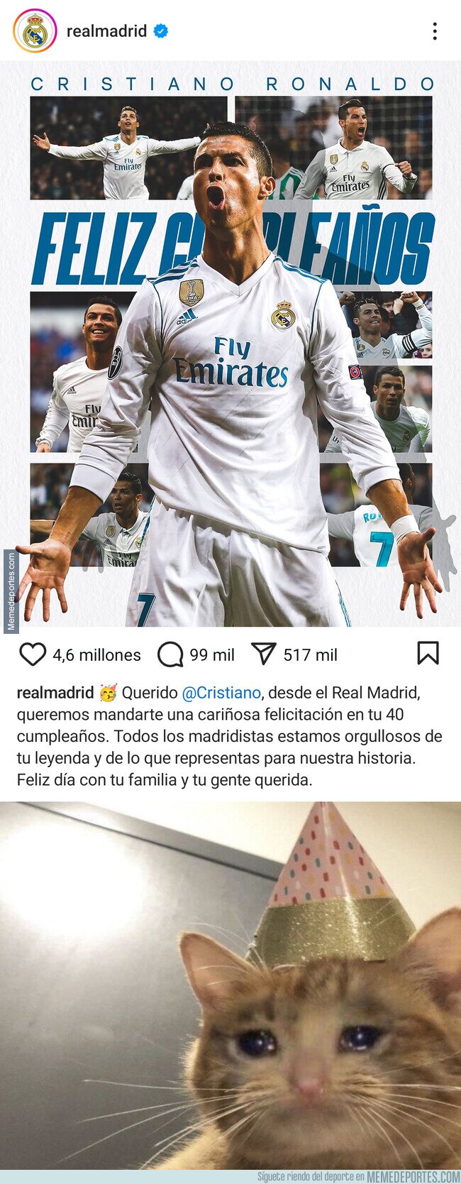 1215196 - La felicitación del Real Madrid a Cristiano Ronaldo por su 40° cumpleaños