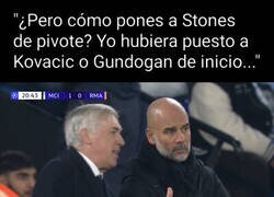 Enlace a Ancelotti explicándole a Guardiola cómo va esto del fútbol