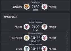 Enlace a Atlético Madrid se enfrentará cinco veces al Barça y al Madrid en poco más de un mes