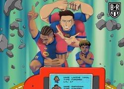 Enlace a La delantera del Barça es una evolución Pokémon