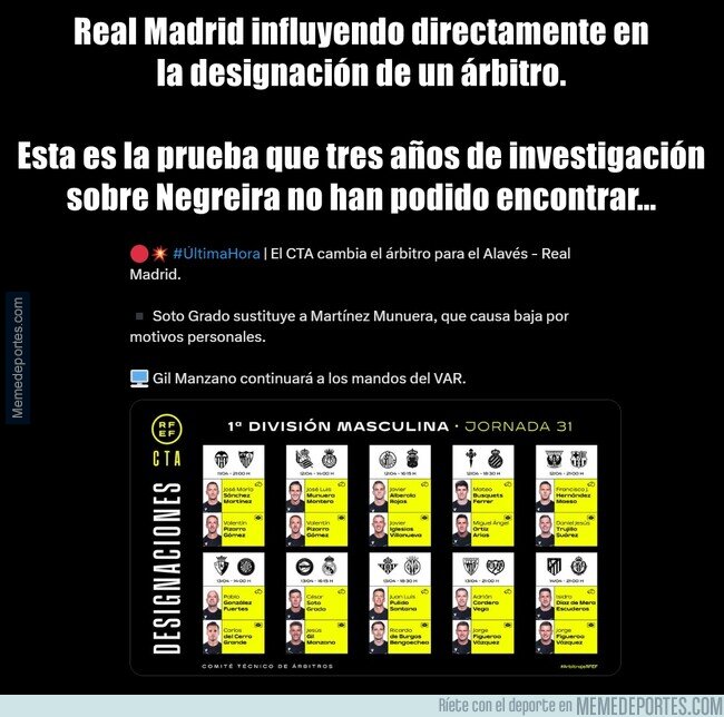 1219485 - Real Madrid ha vetado a un árbitro en frente de toda España y no hay nadie mosqueado.