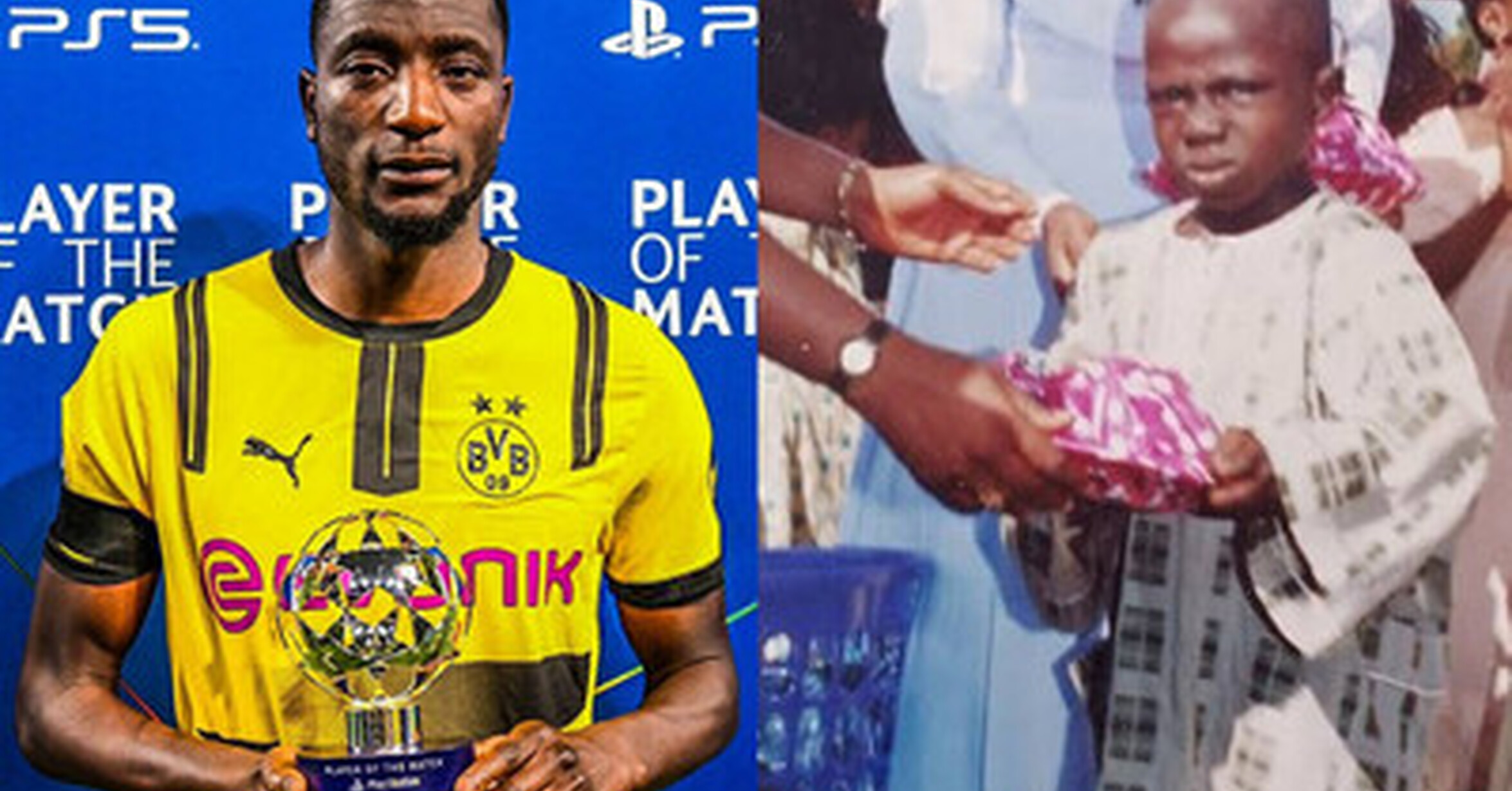 Guirassy recibiendo el MVP tras caer eliminado