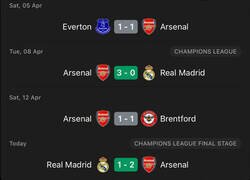 Enlace a El Arsenal solo le gana a un equipo últimamente