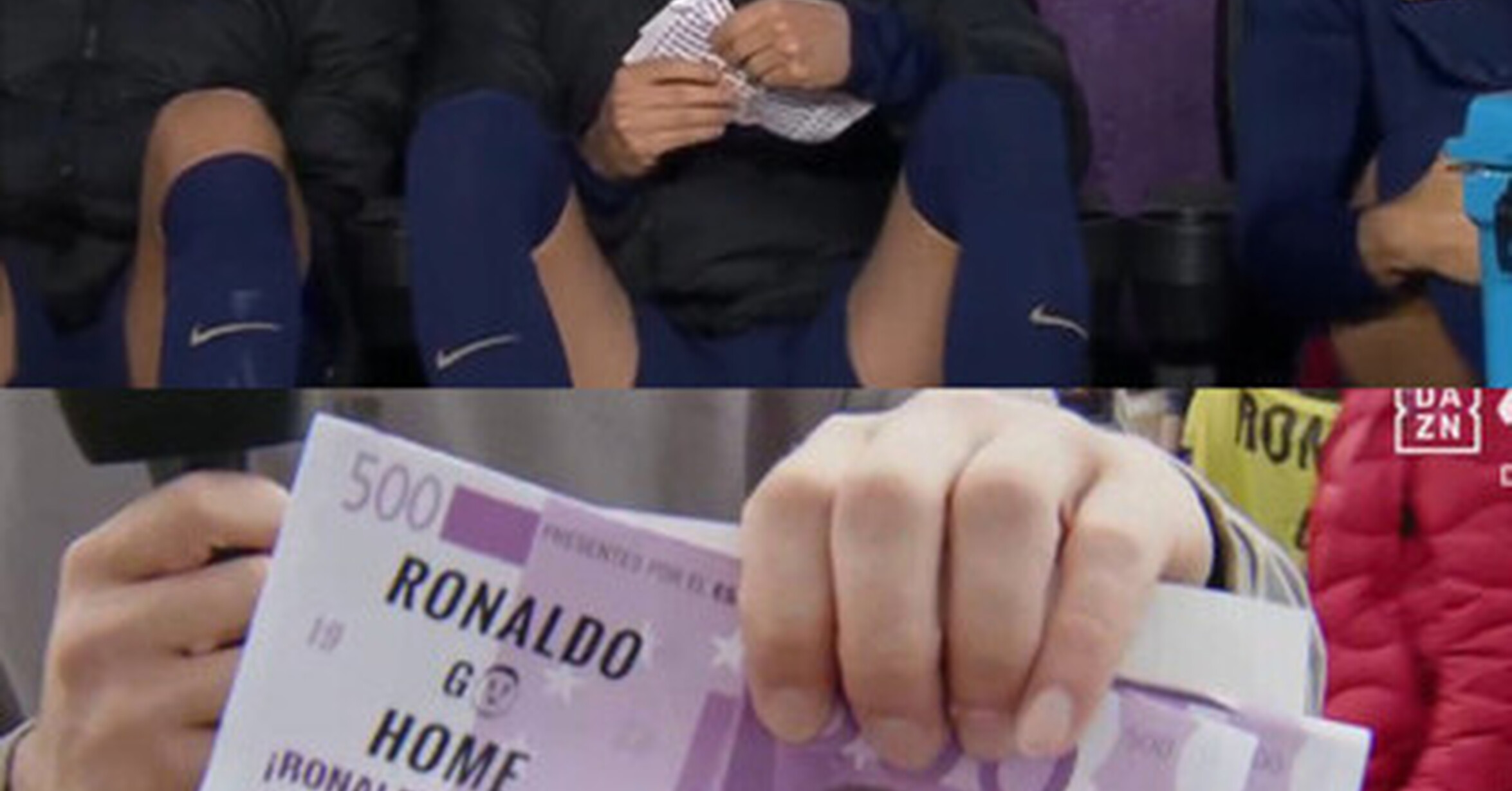De Jong recogió billetes con la cara de Ronaldo