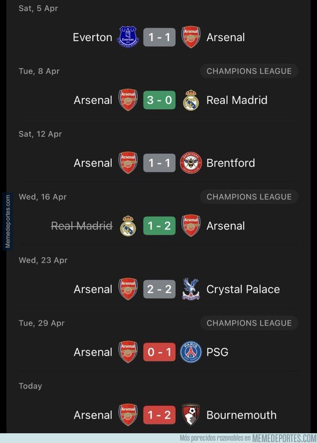 1221201 - Las últimas 2 victorias del Arsenal. Esto lo han hecho a posta, no me jodas.