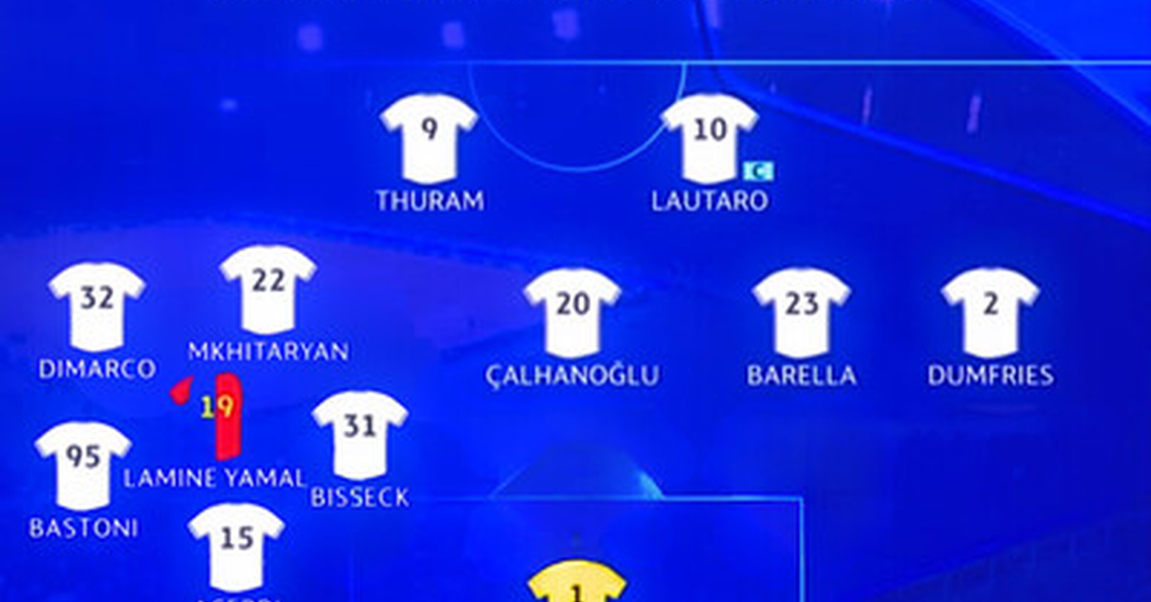 La alineación del Inter esta noche