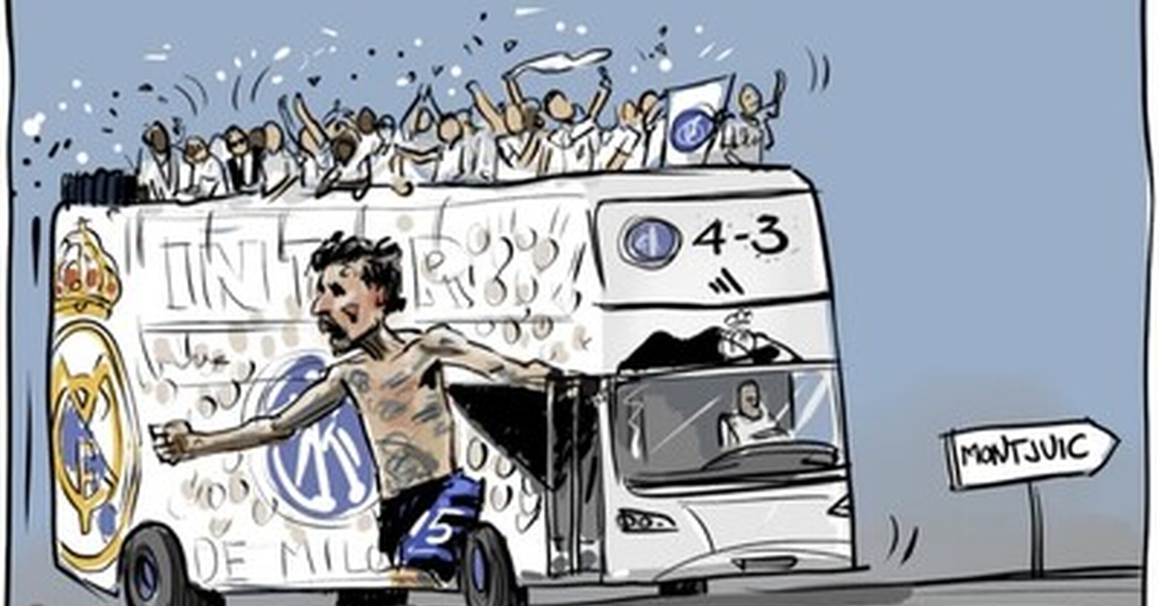 El Madrid llegando a Montjuic