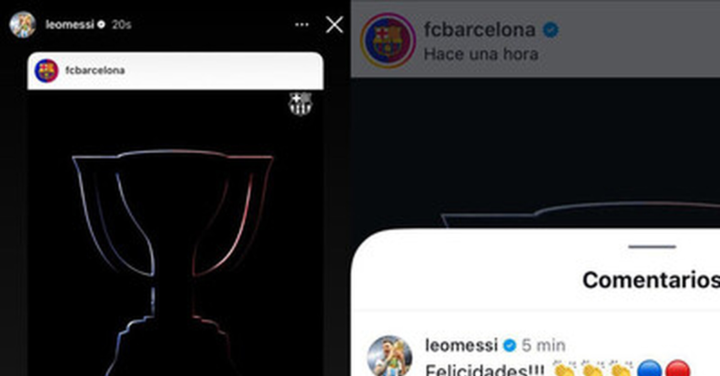 Messi felicitando al Barça por LaLiga