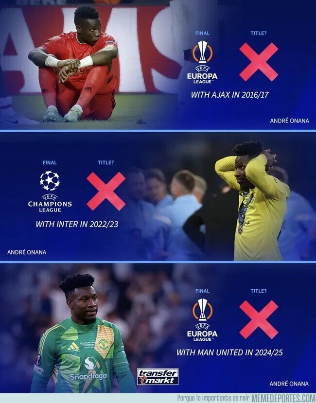 1222574 - Onana ya tiene 3 finales de Europa perdida con 3 clubes distintos