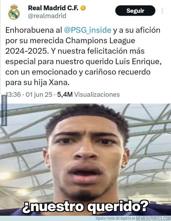 1223334 - La cariñosa felicitación del Madrid a Luis Enrique y su PSG