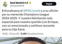 Enlace a La cariñosa felicitación del Madrid a Luis Enrique y su PSG