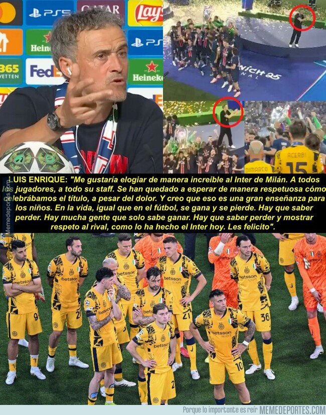 1223336 - Luis Enrique se quedó aplaudiendo al Inter al levantar la copa