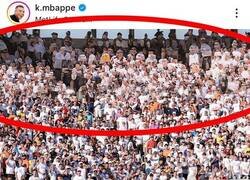 Enlace a Llegó la distopía: Mbappé sube una foto editada con IA para simular que hay más público.