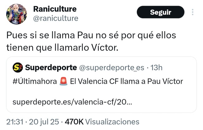 1226450 - El Valencia llama a Pau Víctor
