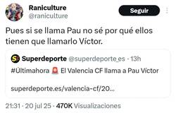 Enlace a El Valencia llama a Pau Víctor