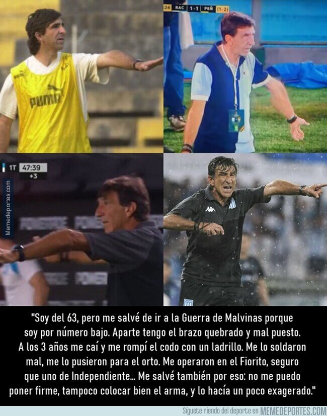 1228276 - En Argentina alucinan con el brazo de Gustavo Costas, DT de Racing. Hace tiempo él lo explicó.