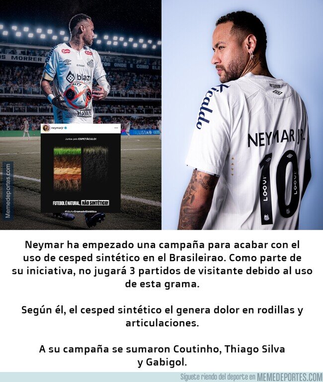 1229506 - Neymar se niega a jugar en césped sintético en Brasil