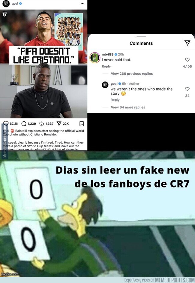 1233104 - Balotelli desmiente haber dicho que la FIFA no quiere a Cristino. Reiniciamos conteo... otra vez.