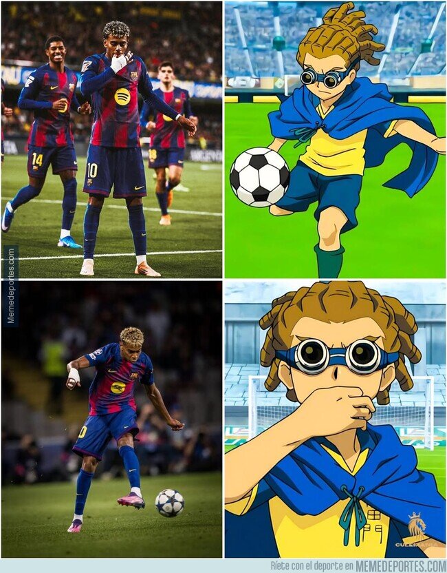 1234243 - Lamine Yamal y su festejo inspirado en Kidou Yuuto del anime Inazuma Eleven y la mítica técnica del Pingüino Emperador