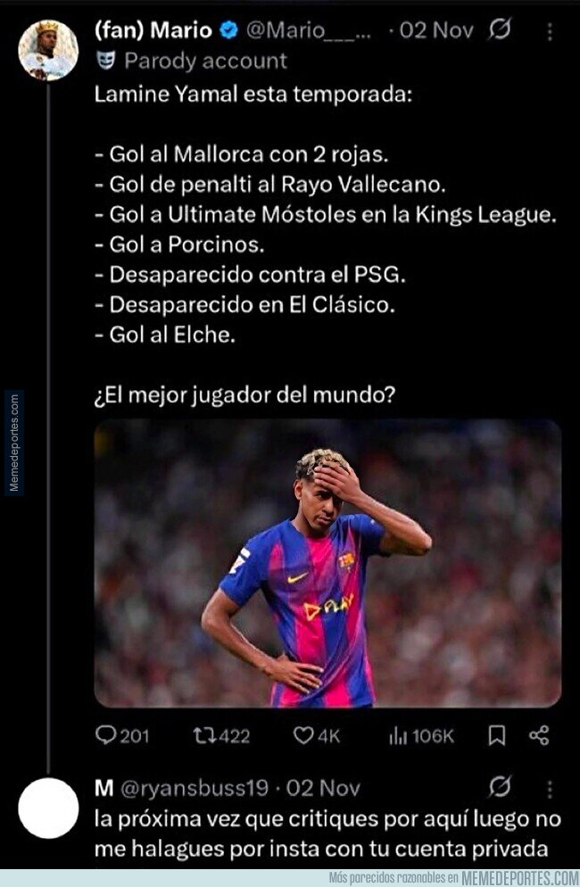 1234304 - Lamine Yamal desde su cuenta privada