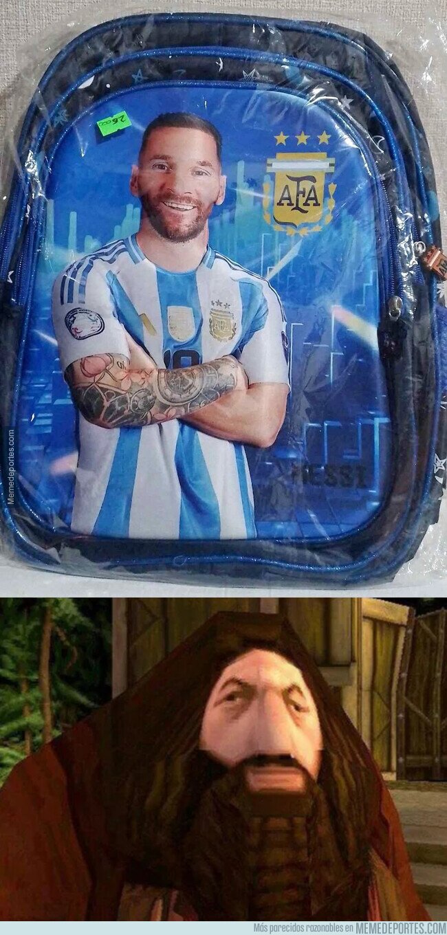 1234532 - La cara que se me quedó al ver que me regalaron esta mochila de Messi
