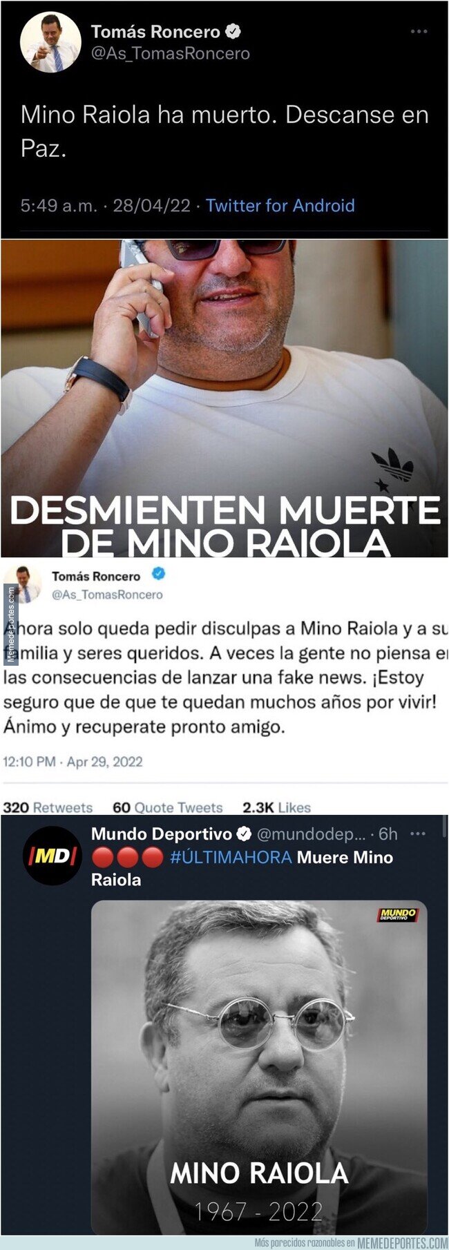 1234778 - La vez que el gafe de Roncero revivió y mató a Mino Raiola en menos de dos días