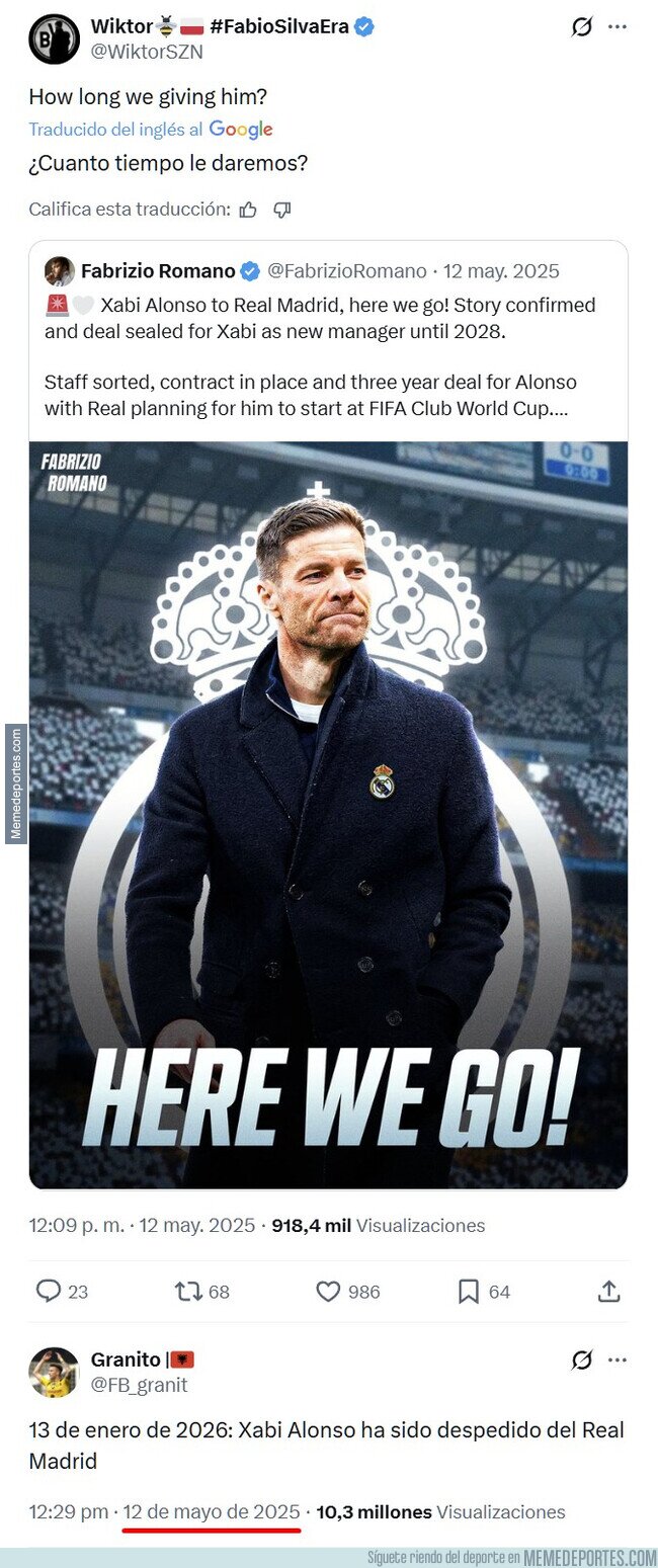 1235092 - Un tipo en Twitter predijo en mayo la fecha exacta en la que Xabi Alonso sería destituido