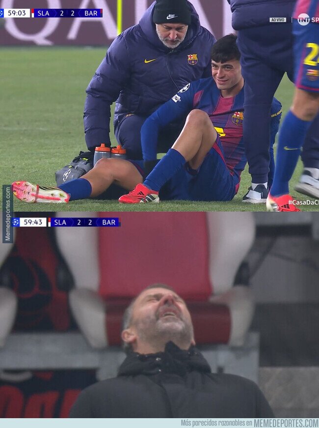 1235287 - La reacción de Flick es la de todos los culés al ver la lesión de Pedri
