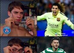 Enlace a Un Luis Suárez domando al PSG en Champions de nuevo