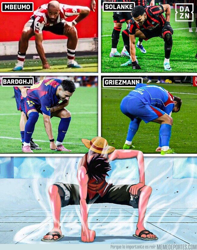 1235900 - Futbolistas haciendo la celebración de Luffy