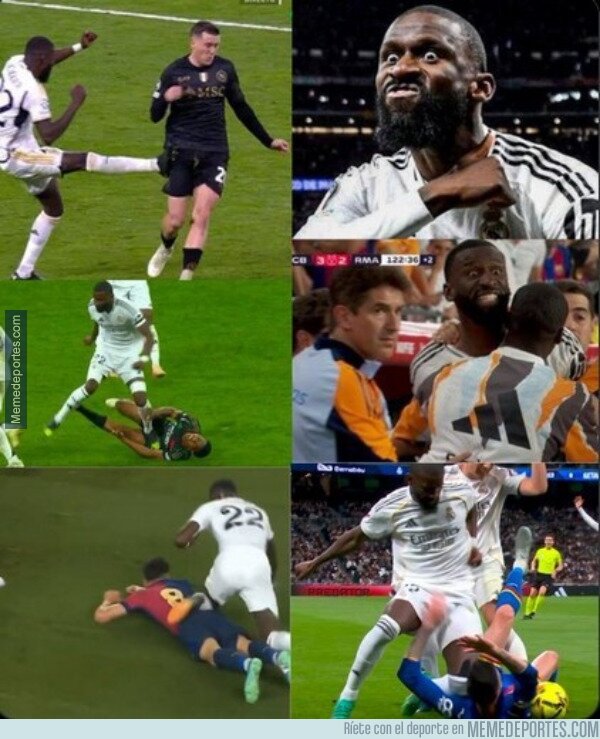 1237024 - La impunidad de Rudiger para agredir rivales. Y ya van...