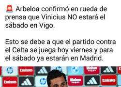 Enlace a Vinicius no estará el sábado en Vigo