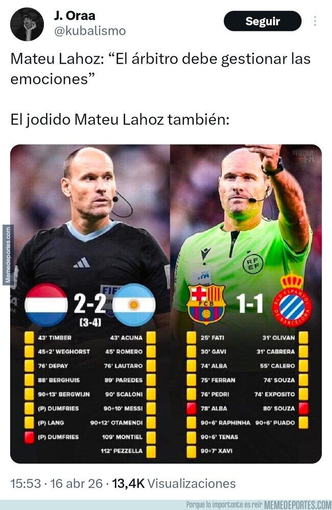 1238931 - Mateu va dando lecciones de lo que no se aplicaba a él mismo cuando arbitraba