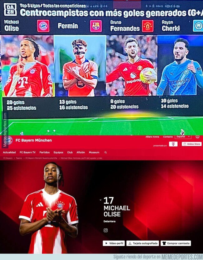 1239580 - En DAZN acaban de inventarse que Olise es mediocampista para que Fermín ni figure como el más goleador de esa posición