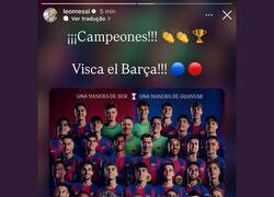 Enlace a Messi felicitó al Barça por la Liga