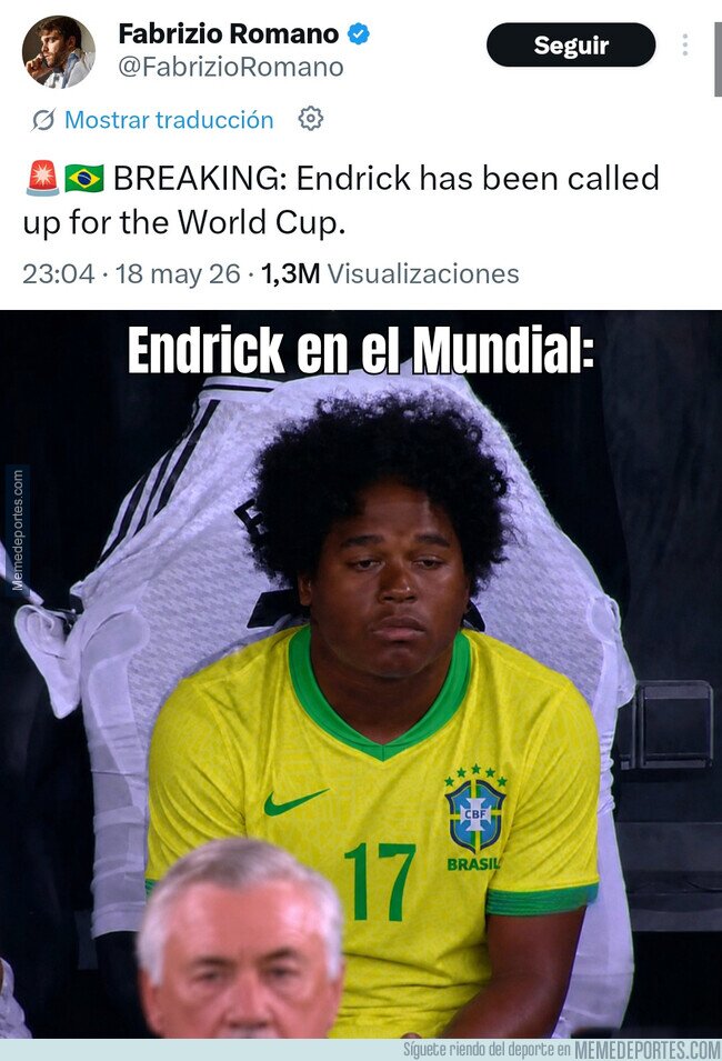 1240207 - Ancelotti sentando a Endrick, da igual cuando leas esto