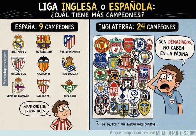 1240526 - Liga Inglesa o Española… ¿cuál tiene más campeones?