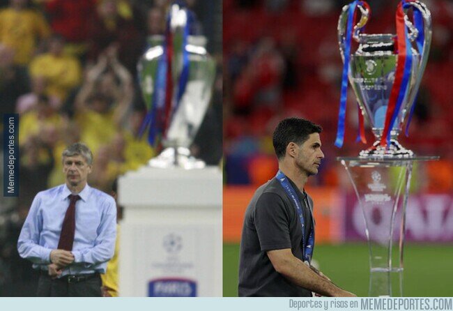 1240746 - Entrenadores del Arsenal cuando llegan a una final de Champions