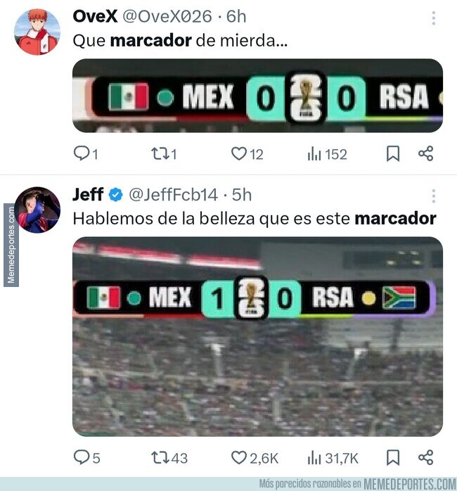 1241164 - Disparidad de opiniones con el marcador del Mundial