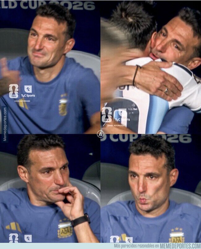 1241475 - La emoción de Scaloni tras el partidazo de Messi