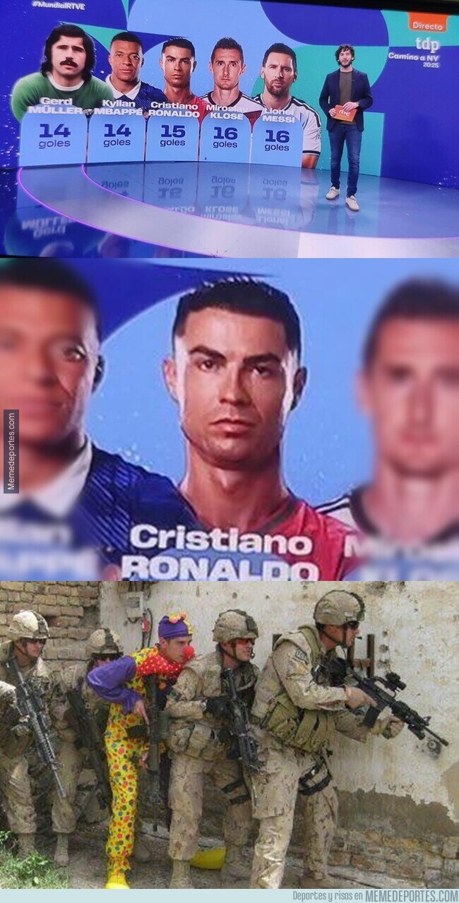 1241499 - En la TV Española confunden a Ronaldo Nazario con Cristiano y lo cuelan en el top de goleadores del mundial