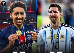 Enlace a Marquinhos alcanzó en títulos a Leo Messi