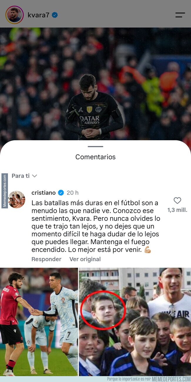 1247464 - El mensaje de ánimo que recibió Kvaratskhelia por parte de su ídolo Cristiano Ronaldo