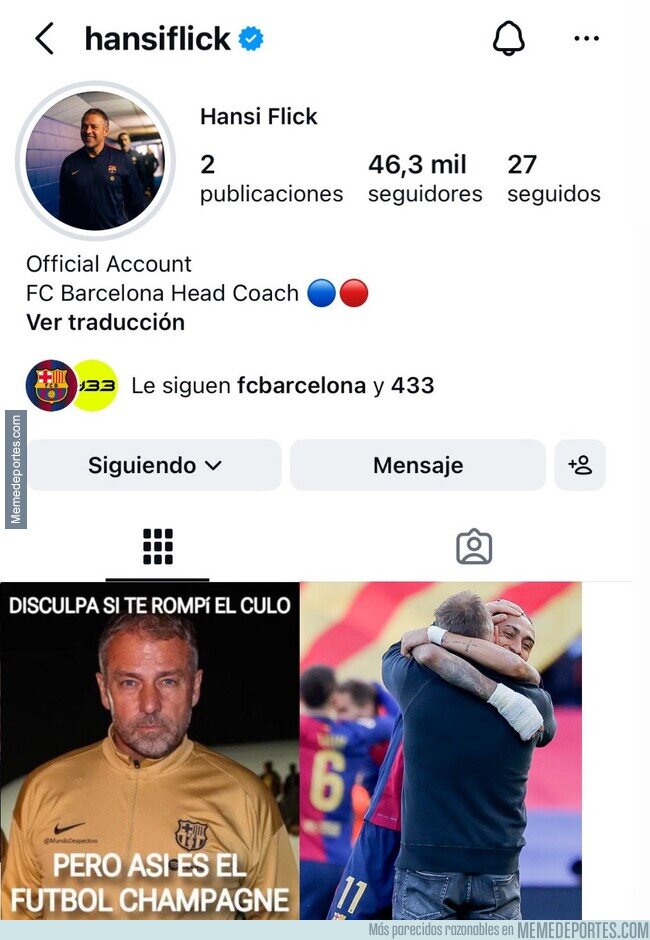 1247882 - Hansi Flick se abre un perfil en Instagram