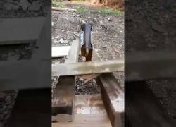 Enlace a El ruso que clava botellas en la madera de un martillazo